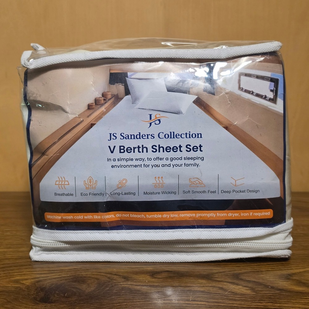 JS Sanders Universal V Berth Fitted Sheet 1000 TC 8" Deep Pocket Boat Bedding *